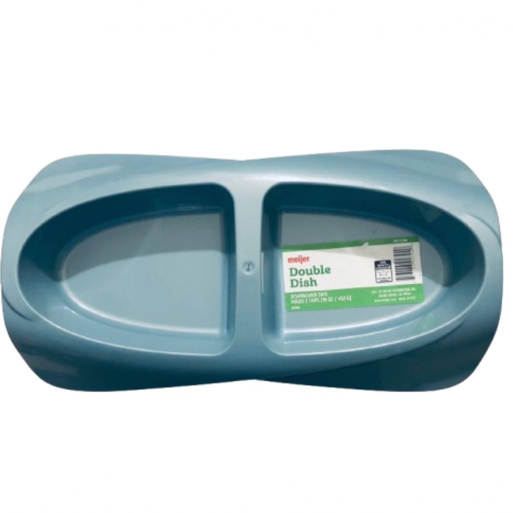 🎈$4🎈NEW Blue Double Dish Dog Feeder Bowl Cat Food Water